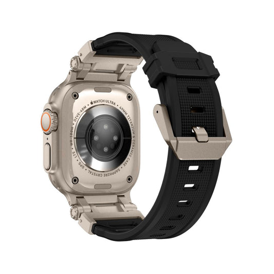 Techsuit W064 reim for Apple Watch 49mm / 46mm / 45mm / 44mm / 42mm Series, Svart Sølv