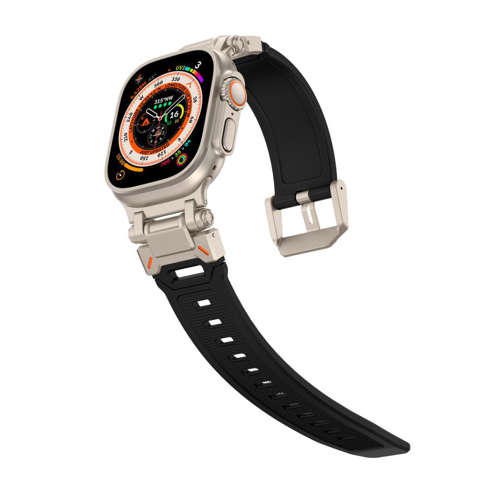 Techsuit W064 reim for Apple Watch 49mm / 46mm / 45mm / 44mm / 42mm Series, Svart Sølv