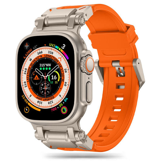Techsuit W064 reim for Apple Watch 49mm / 46mm / 45mm / 44mm / 42mm Series, Sølv Oransje