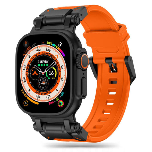 Techsuit W064 reim for Apple Watch 49mm / 46mm / 45mm / 44mm / 42mm Series, Svart Oransje