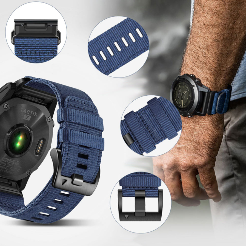 Techsuit W070 reim for Garmin Watch Fenix Series, 26mm, Marineblå