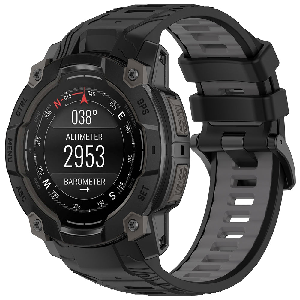 Techsuit W077 reim for Garmin Instinct 3 45mm Solar / Instinct 3 45mm, Svart Grå