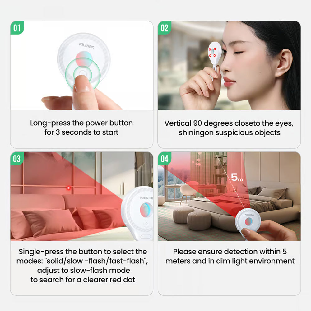 UGREEN LP793 (35579) Skjult Kamera Detektor, Svart