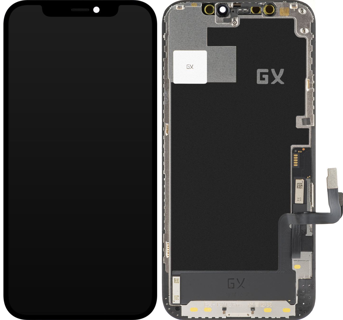GX berøringsskjerm for Apple iPhone 12 / 12 Pro, med ramme, OLED IC Flyttbar versjon, svart