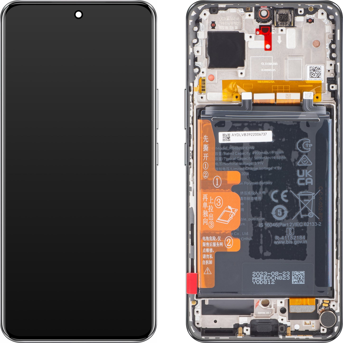 Berøringsskjerm Honor 90, med ramme og batteri, midnattssvart, servicepakke 0235AGDN