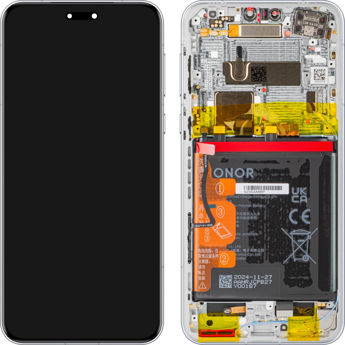 Skjerm med berøringsfunksjon Honor Magic7 Pro, med ramme og batteri, Grå (Lunar shadow Grey), Service Pack 0235AMRN