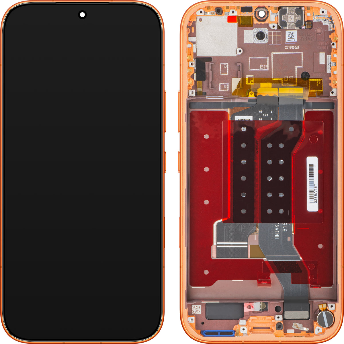 Honor 600 berøringsskjerm med ramme, oransje, servicepakke 0235ATST