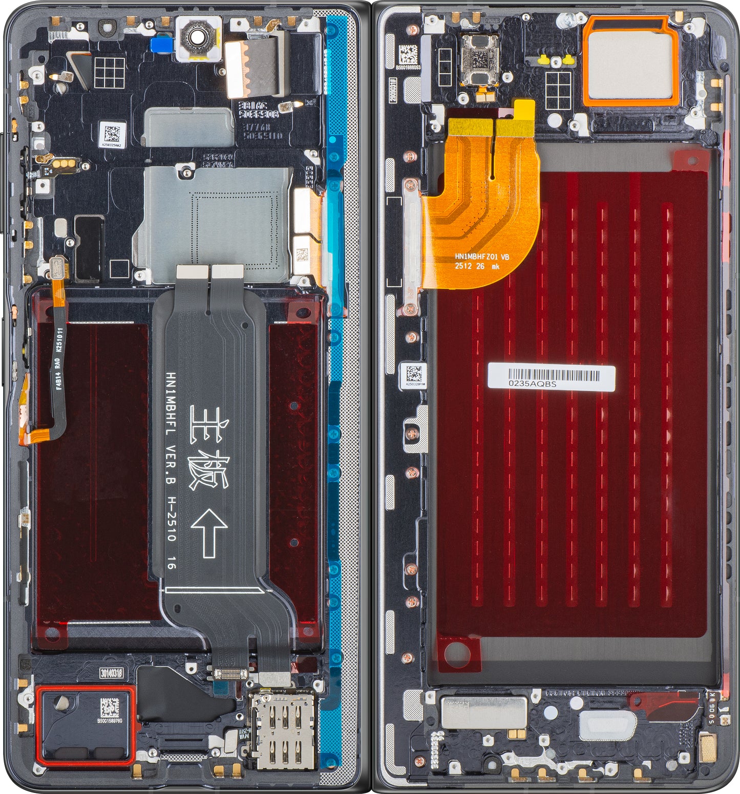 Display med Touchscreen Honor Magic V5, med Ramme, Under Inner, Svart, Service Pack 0235AQBS