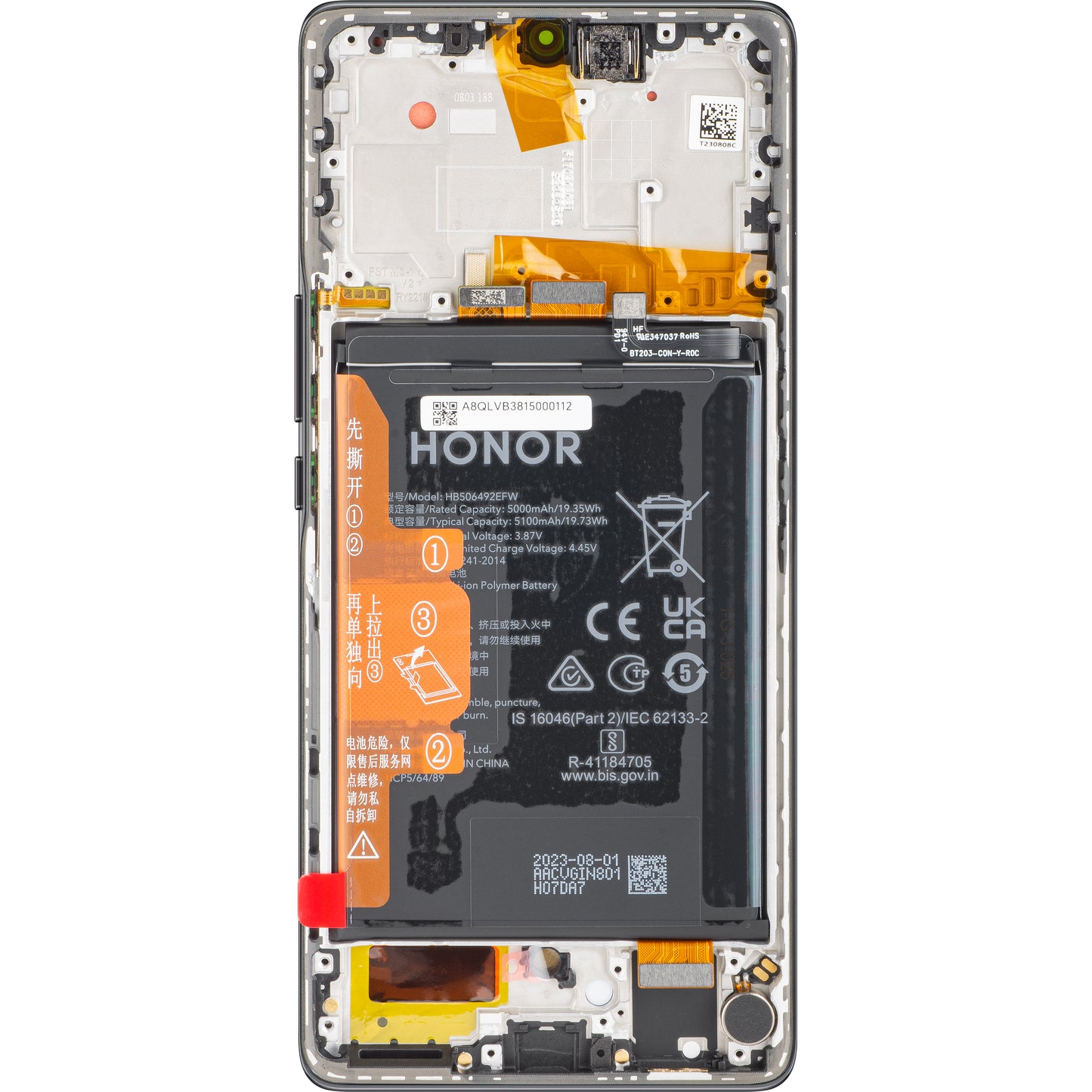 Berøringsskjerm Berøringsskjerm Honor Magic5 Lite, med ramme og batteri, Midnight Black, Service Pack 0235AEMW