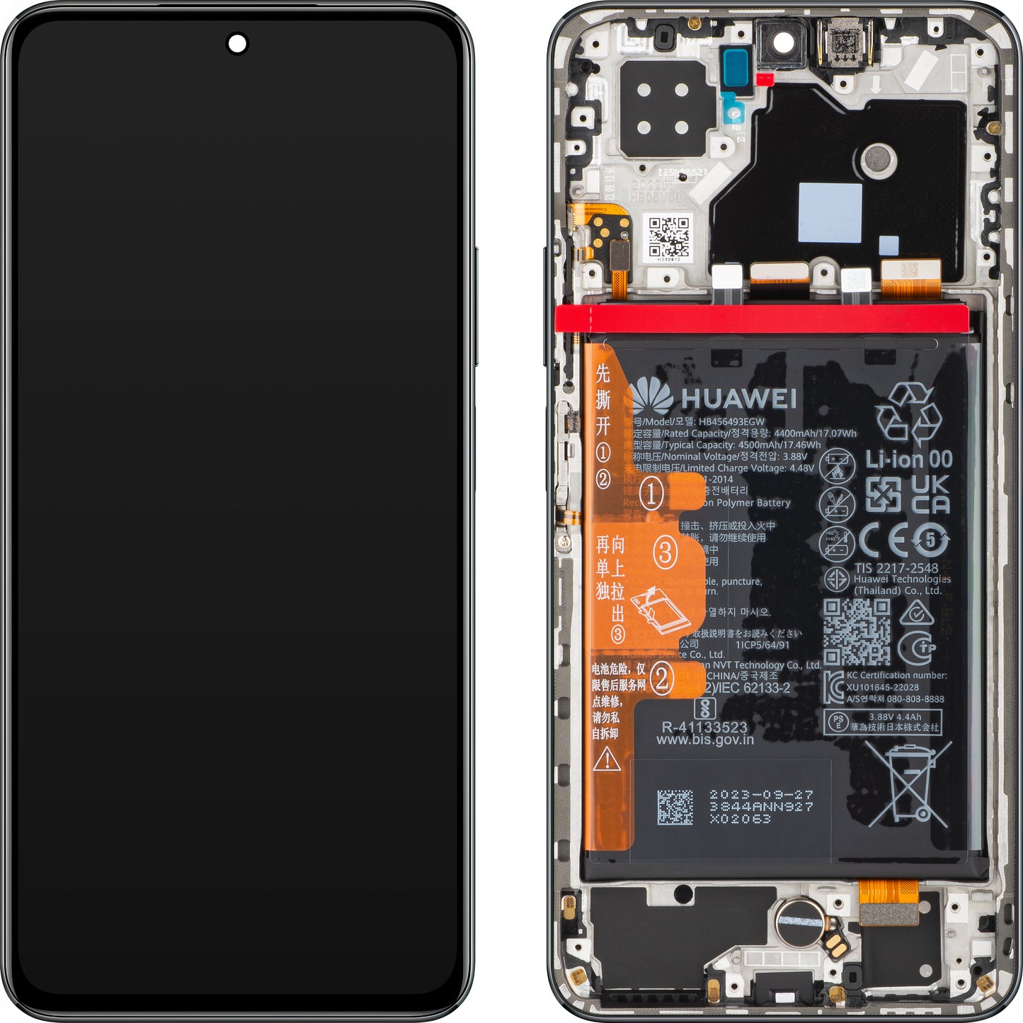 Berøringsskjerm Huawei nova 10 SE, med ramme og batteri, Starry Black, Service Pack 02355FAM