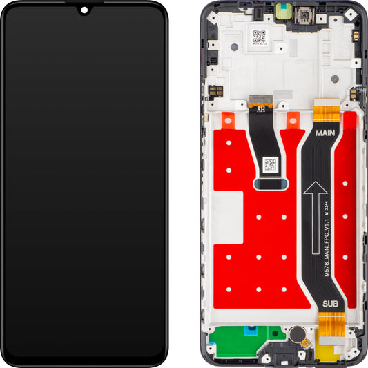 Berøringsskjermdisplay Huawei nova Y72, med ramme, svart, Servicepakke 02356ACK