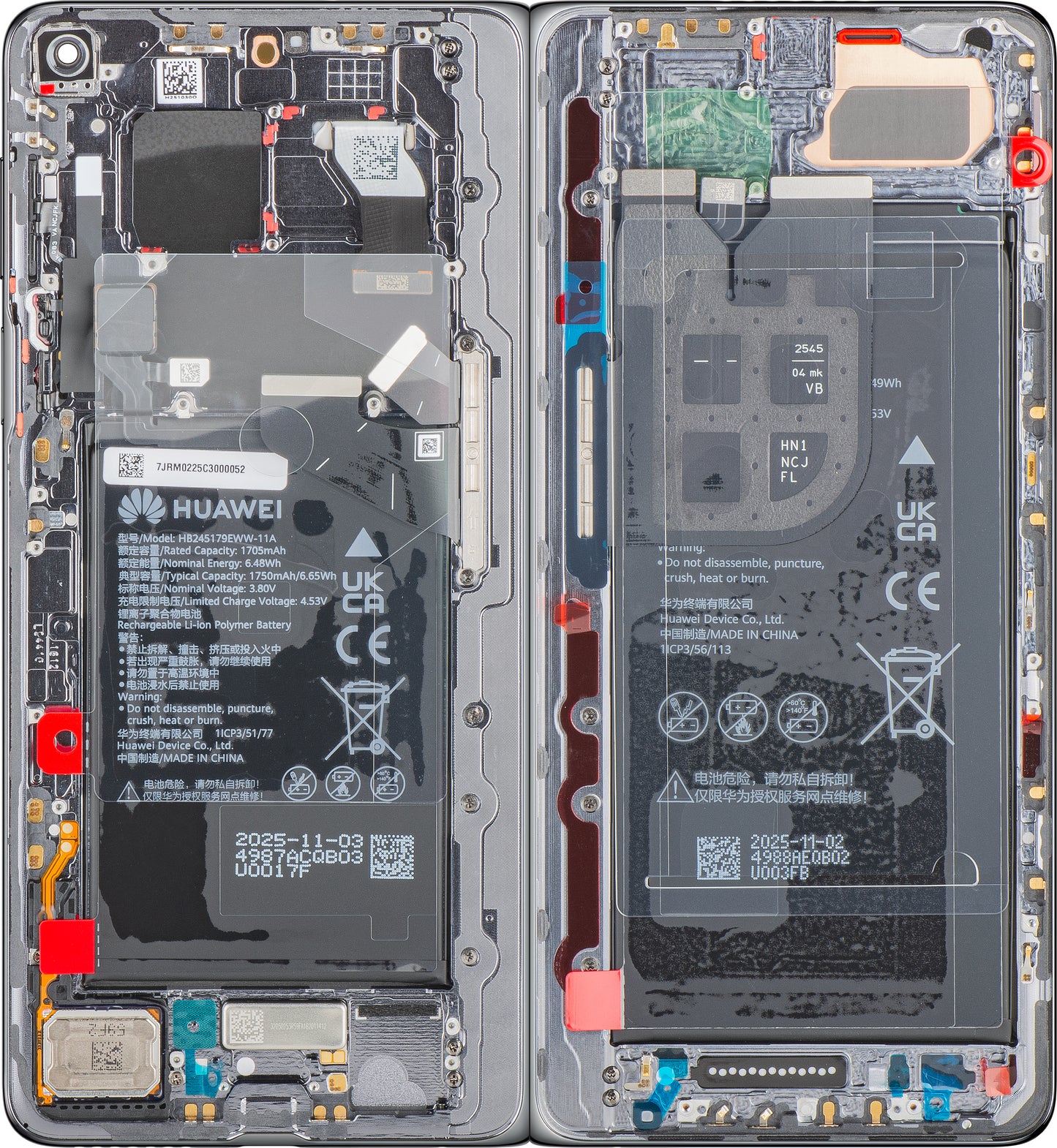 Display med Touchscreen Huawei Mate X7, med Ramme og Batteri, Grå, Service Pack 02357JRM