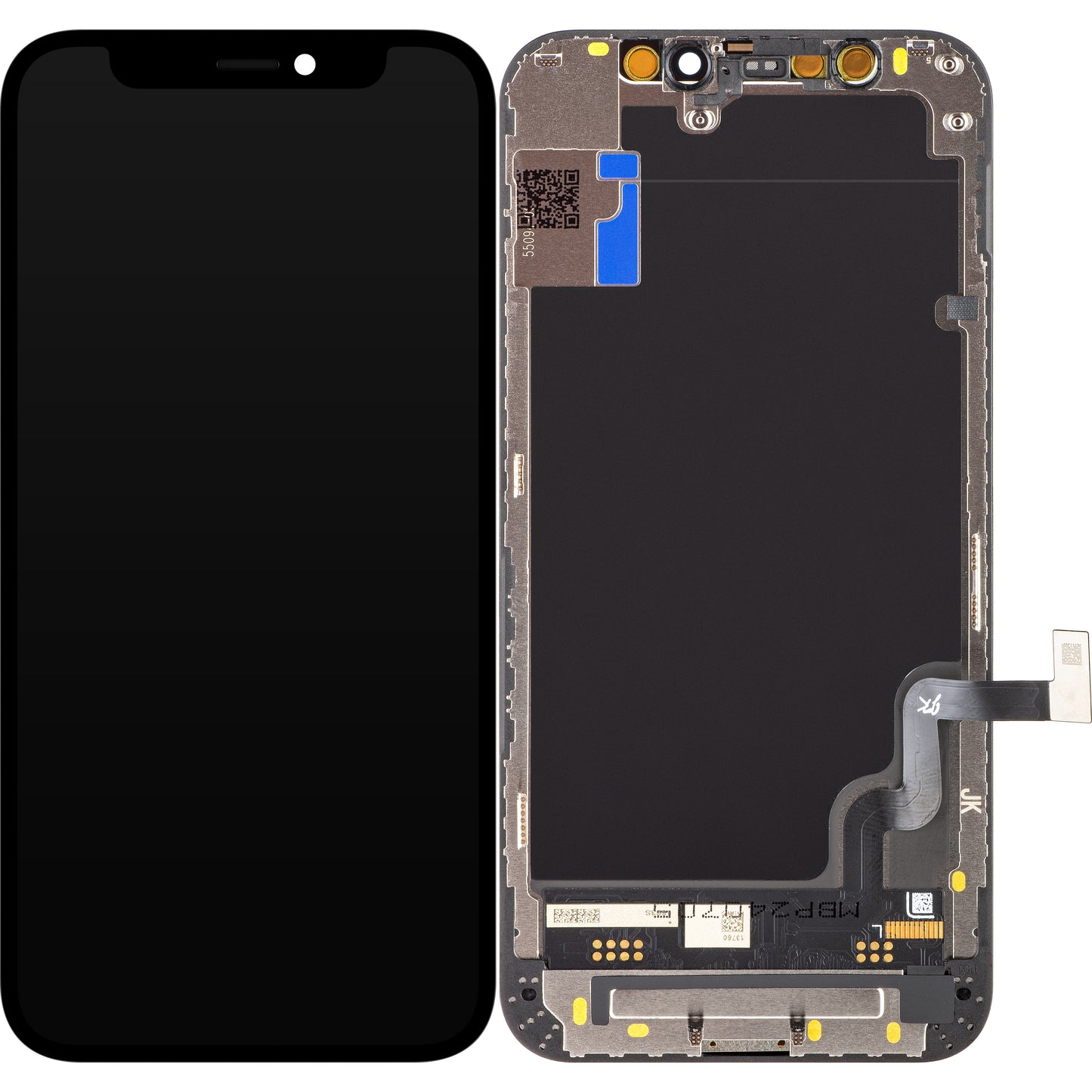 JK berøringsskjerm for Apple iPhone 12 mini, med ramme, In-Cell LCD-versjon, svart