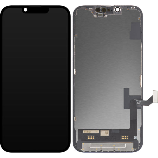 JK berøringsskjerm for Apple iPhone 14, med ramme, OLED-versjon, svart