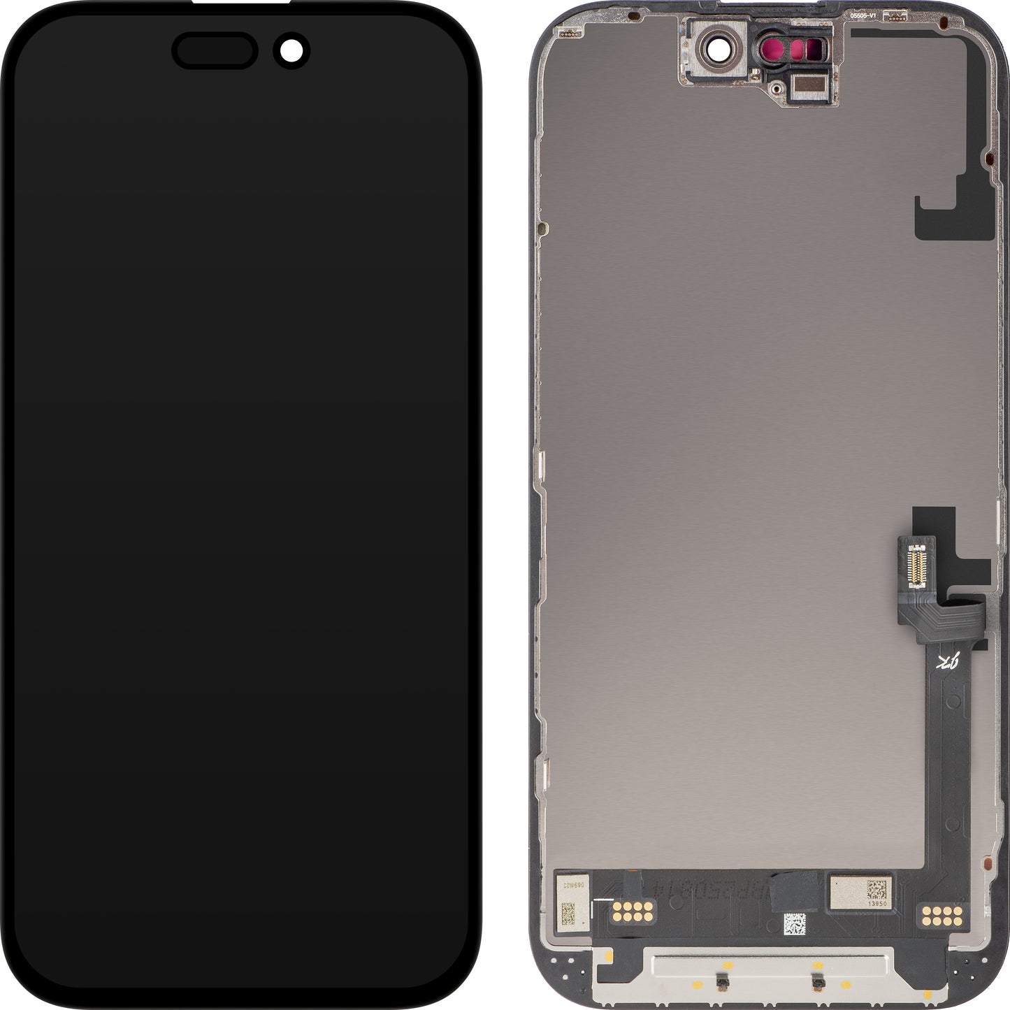 Display med Touchscreen JK for Apple iPhone 16, med ramme, LCD In-Cell IC Movable-versjon, Svart