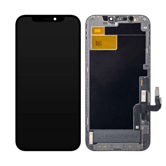 JK berøringsskjerm for Apple iPhone 12/12 Pro, med ramme, In-Cell LCD-versjon, svart