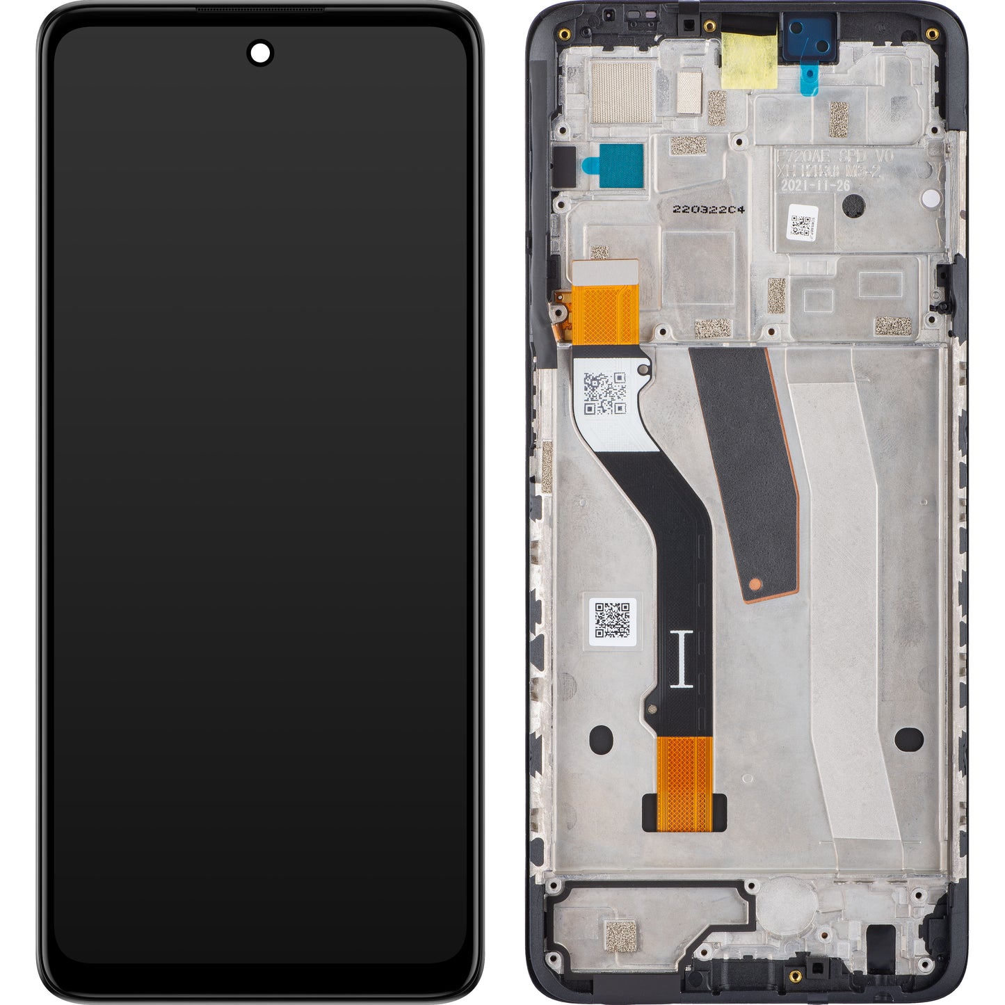 Motorola Moto Moto G51 5G berøringsskjerm med ramme, svart, servicepakke 5D68C20028