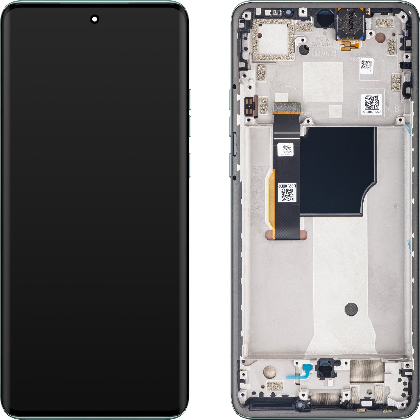 Berøringsskjerm Motorola Edge 40 Neo, med ramme, L3-versjon, turkis (Soothing Sea), Service Pack 5D68C2313159