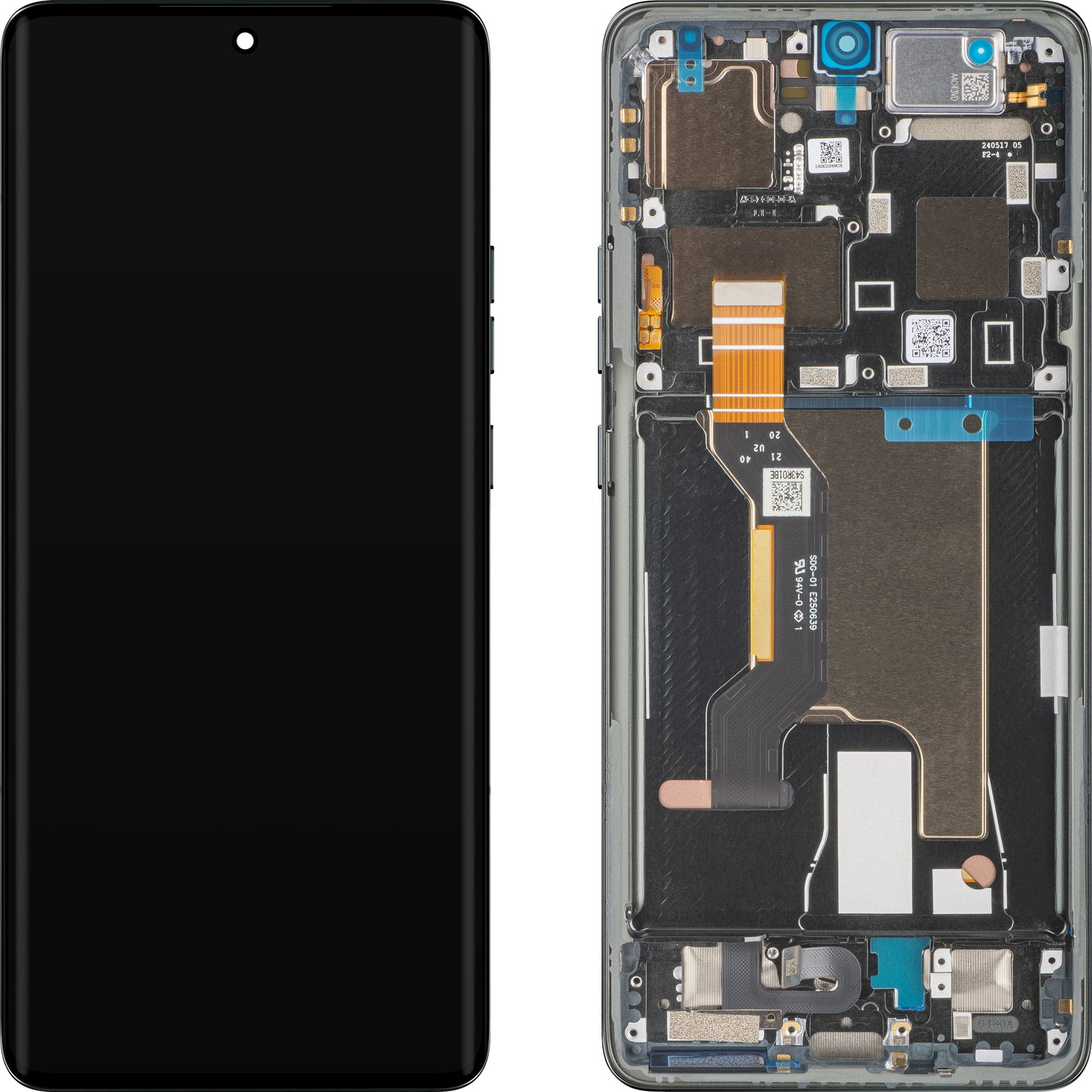 Berøringsskjerm Motorola Edge 50 Ultra, med ramme, svart (skogsgrå), Servicepakke 5D68C24483