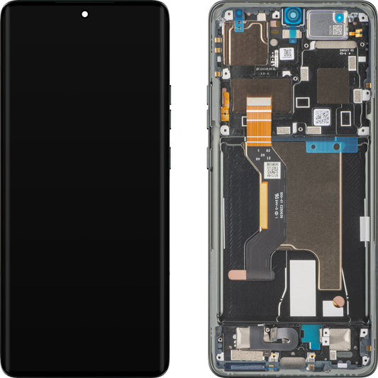 Berøringsskjerm Motorola Edge 50 Ultra, med ramme, svart (skogsgrå), Servicepakke 5D68C24483