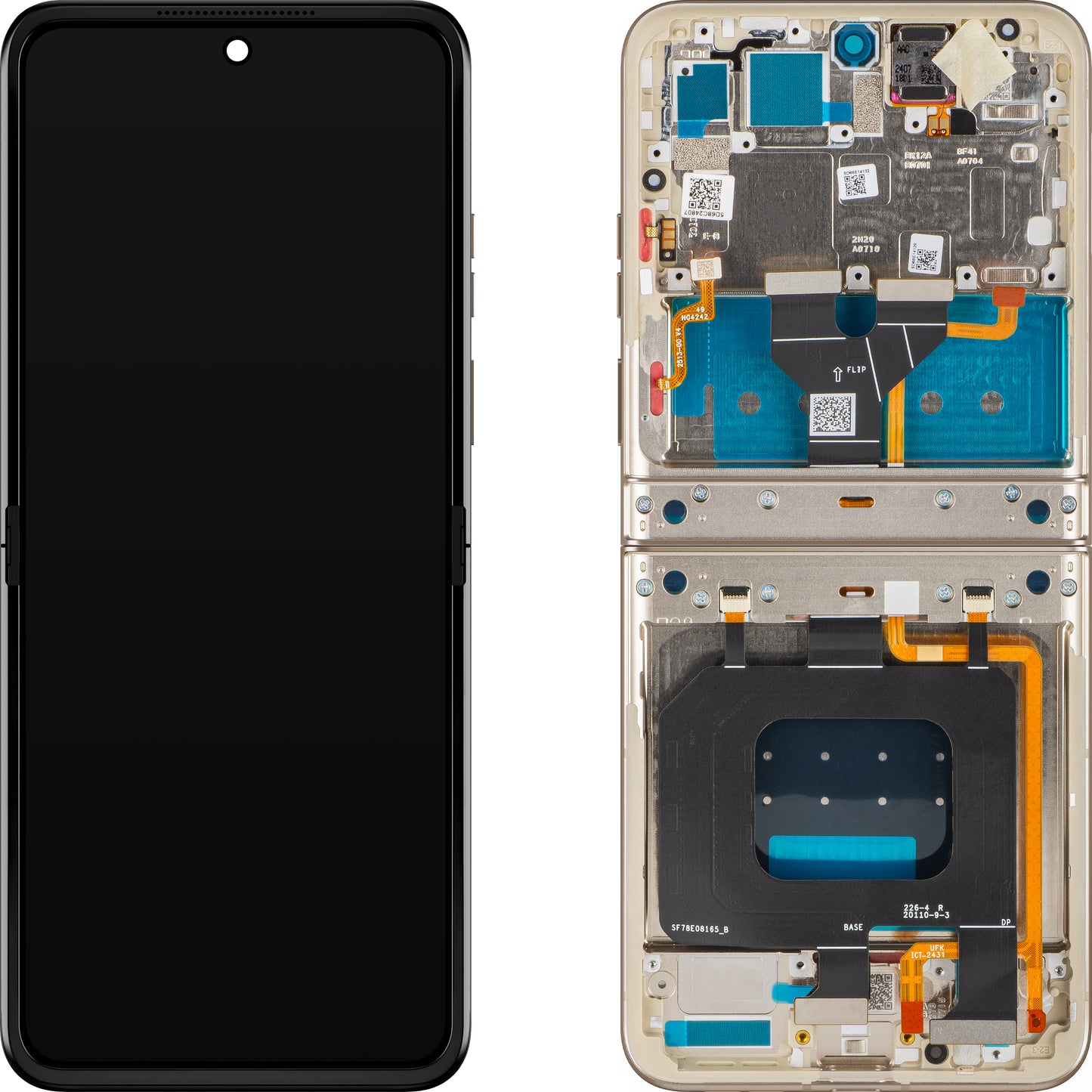 Display med Touchscreen Motorola Razr 2024 / Razr 50, med ramme, Under Inner, Krem (Pumice Stone), Service Pack 5D68C24807