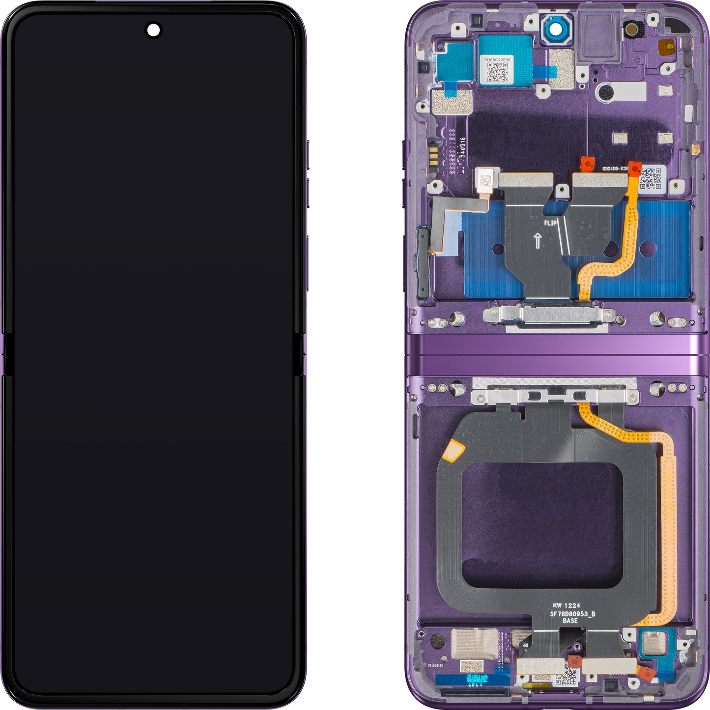 Display med Touchscreen Motorola Razr 40, med Ramme, Under Inner, Lilla (Grape Compote), Service Pack 5D68C22836