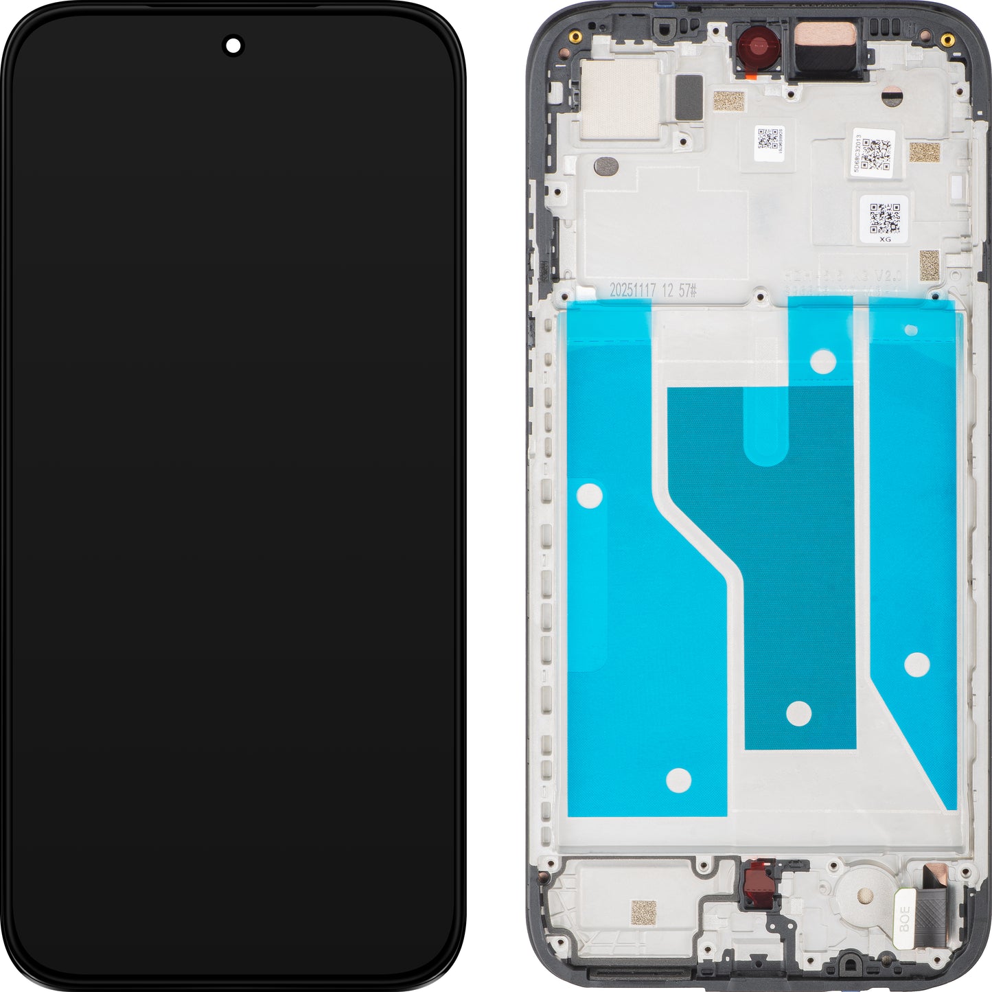 Touchscreen-display Motorola Moto G77 / G67, med ramme, svart (Pantone Black Olive), Swap 5D68C32013