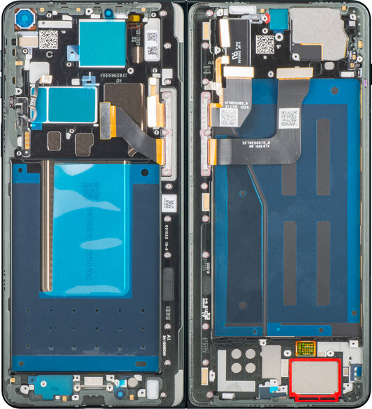 Motorola Razr Fold berøringsskjermdisplay med ramme, under inner, svart (Pantone Blackened Blue) Service Pack 5D68C32444