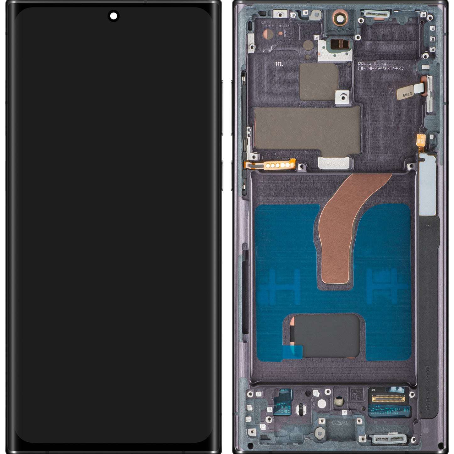 Display med Touchscreen MP kompatibel med Samsung Galaxy S22 Ultra 5G S908, med ramme, OLED-versjon, Svart