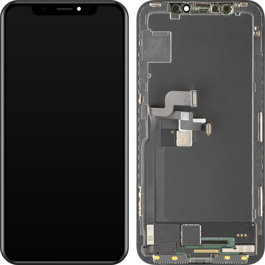 Display med MP Touchscreen kompatibel med Apple iPhone X, med ramme, Soft OLED FHD-versjon, Svart