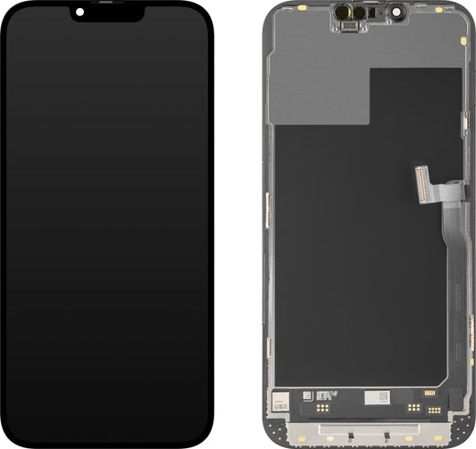 Display med MP Touchscreen kompatibel med Apple iPhone 13 Pro Max, med ramme, Soft OLED IC Movable 120Hz FHD-versjon, Svart