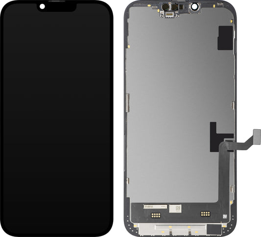 Display med MP Touchscreen kompatibel med Apple iPhone 14 Plus, med ramme, Soft OLED FHD IC Movable versjon, Svart