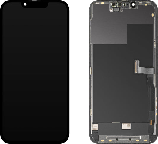 Display med MP Touchscreen kompatibel med Apple iPhone 13 Pro, med ramme, OLED FHD Diagnostic versjon, Svart