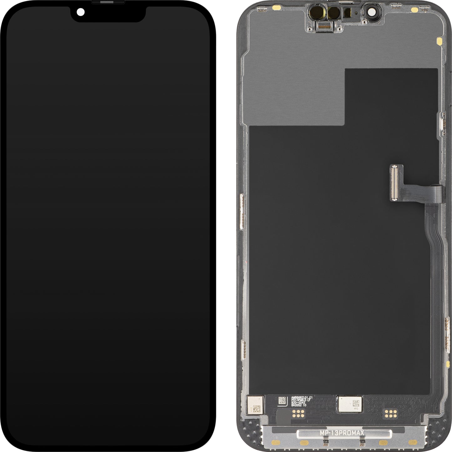 MP berøringsskjermdisplay kompatibelt med Apple iPhone 13 Pro Max, med ramme, Premium Soft OLED FHD 120Hz diagnostisk versjon, svart