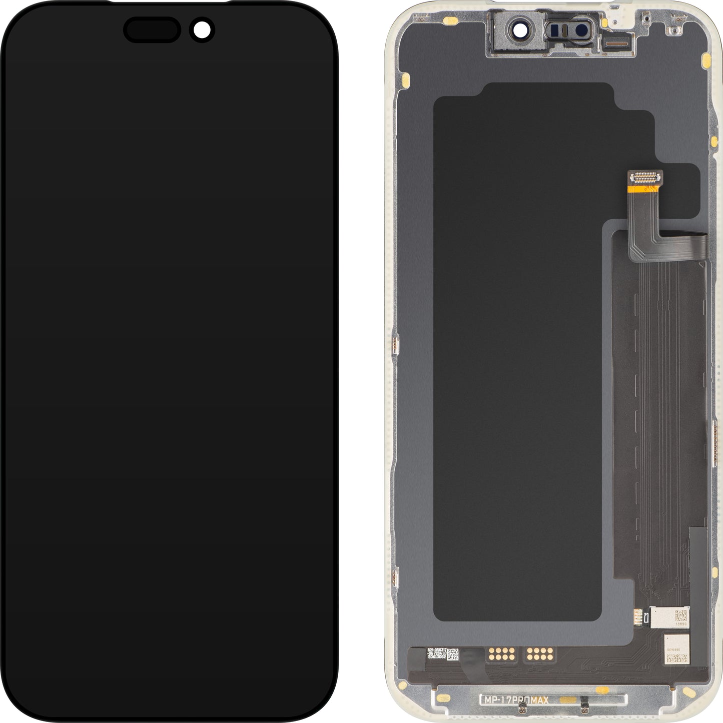 MP berøringsskjermdisplay kompatibelt med Apple iPhone 17 Pro Max, med ramme, OLED FHD diagnostisk programvareversjon, svart