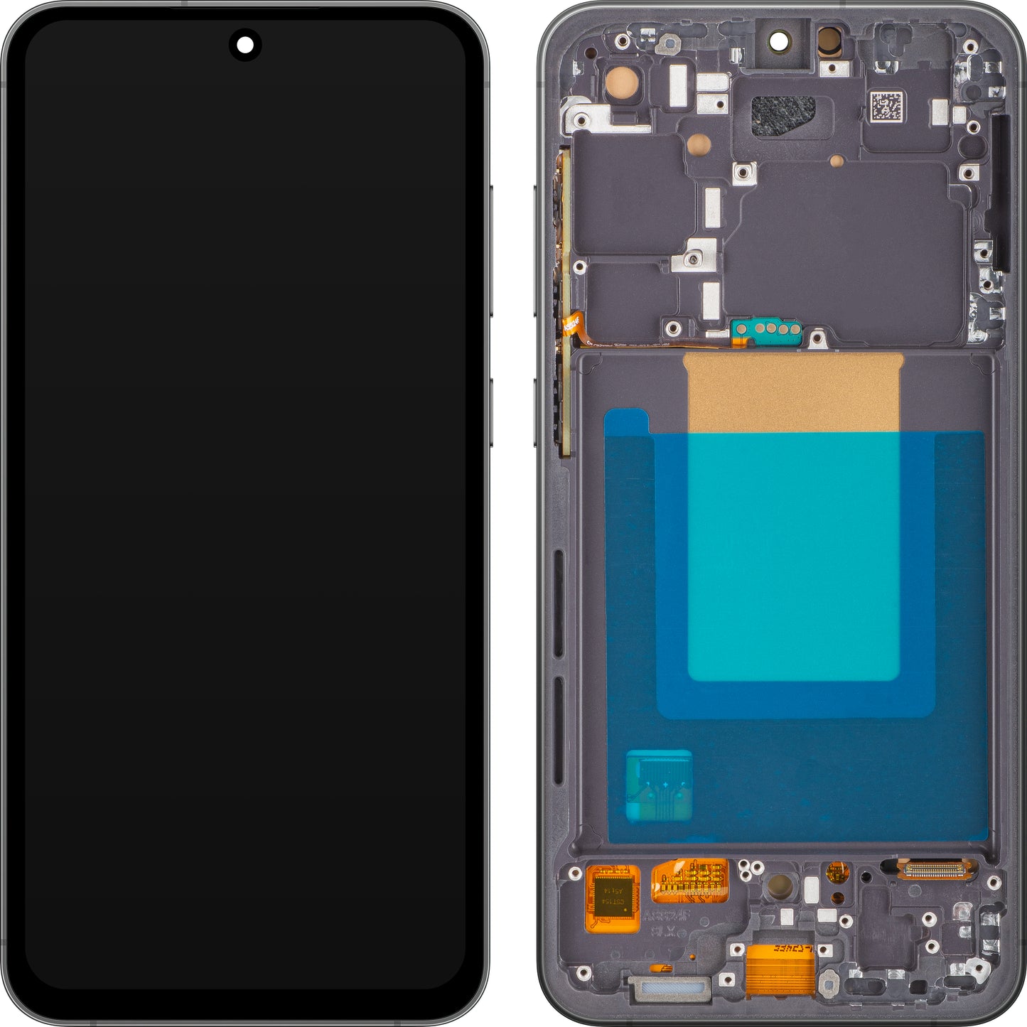 MP berøringsskjermdisplay kompatibelt med Samsung Galaxy S24 FE S721, med ramme, OLED-versjon, svart