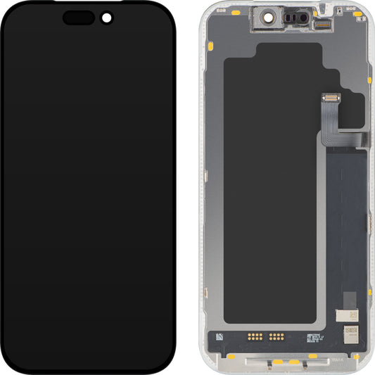 MP berøringsskjermdisplay kompatibelt med Apple iPhone 17 Pro, med ramme, OLED FHD 120Hz diagnostisk programvareversjon, svart