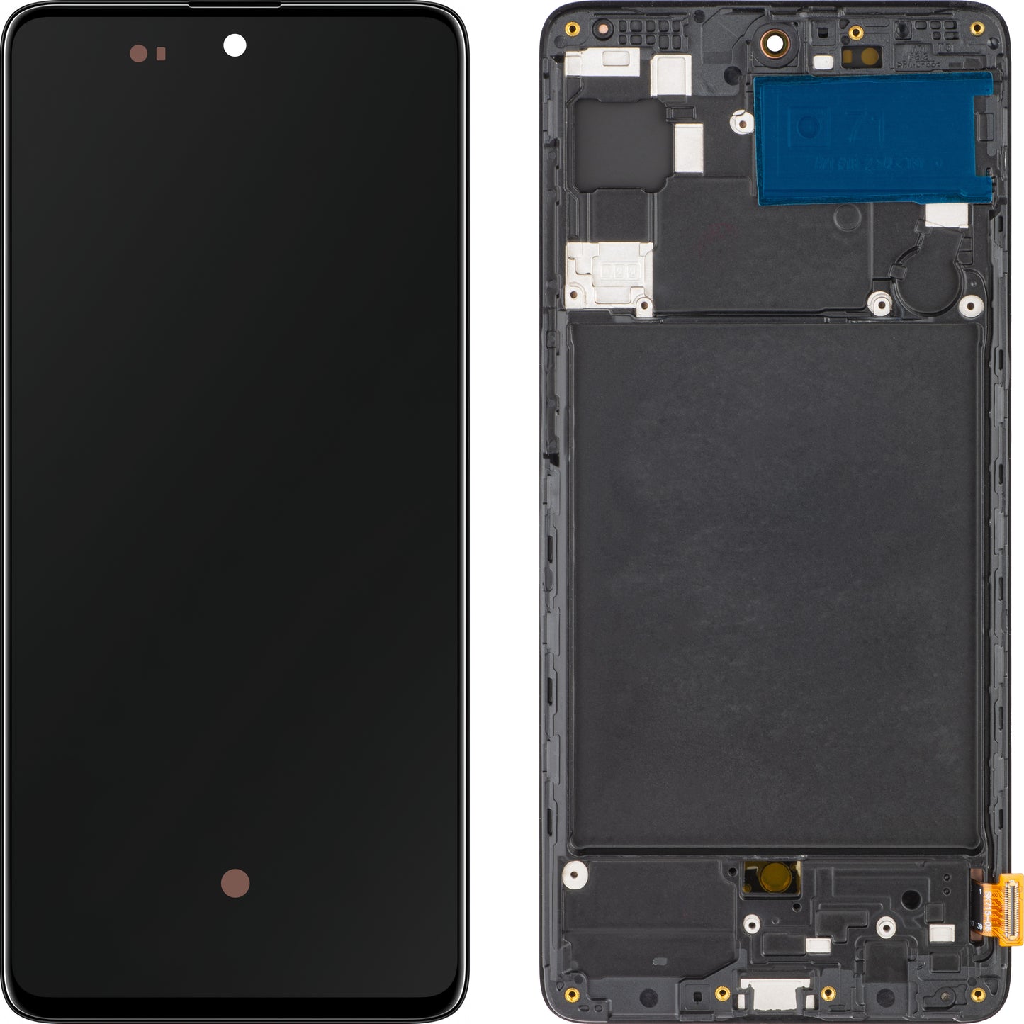 MP berøringsskjerm kompatibel med Samsung Galaxy A71 A715, med ramme, OLED-versjon, svart