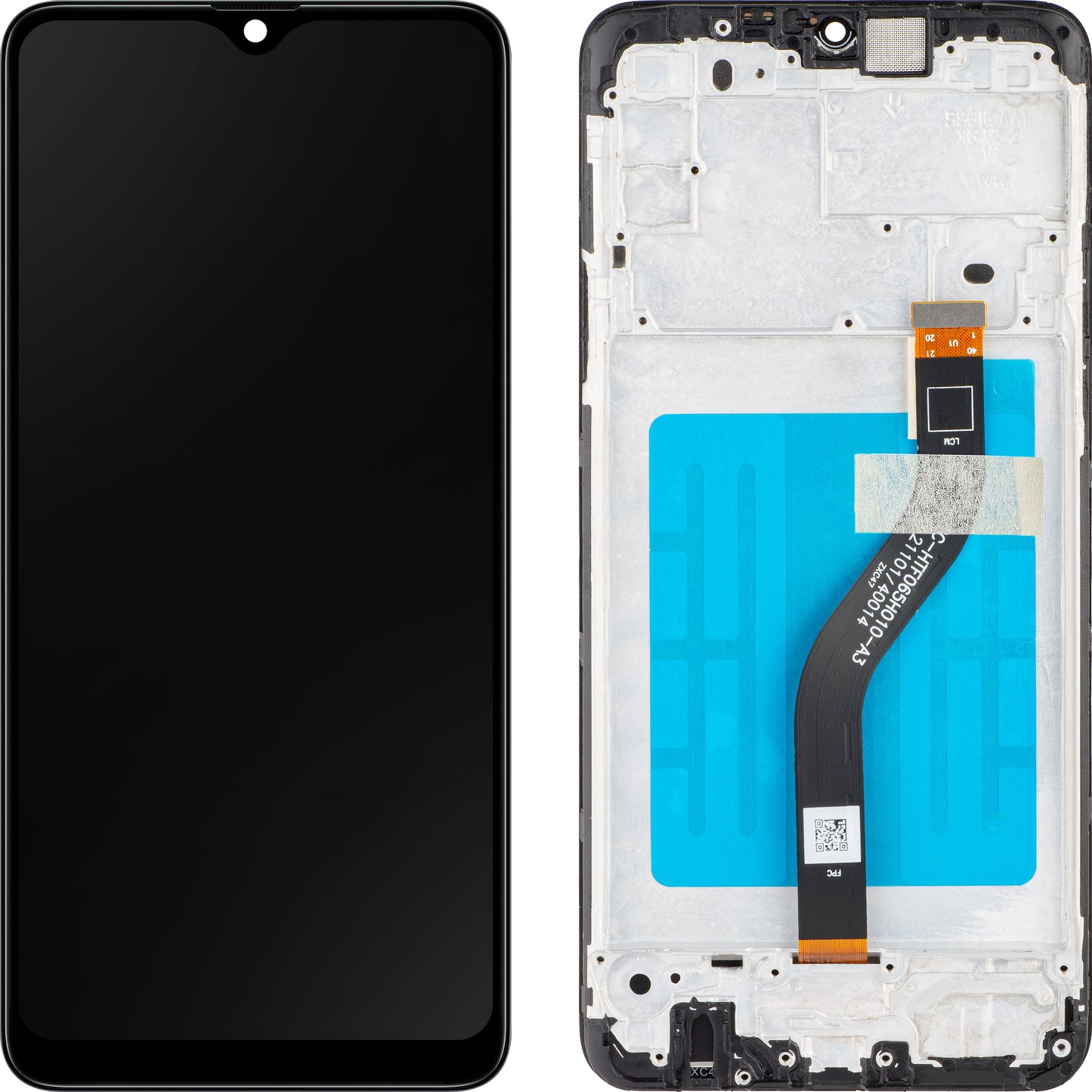 MP berøringsskjerm kompatibel med Samsung Galaxy A20s A207, med ramme, svart