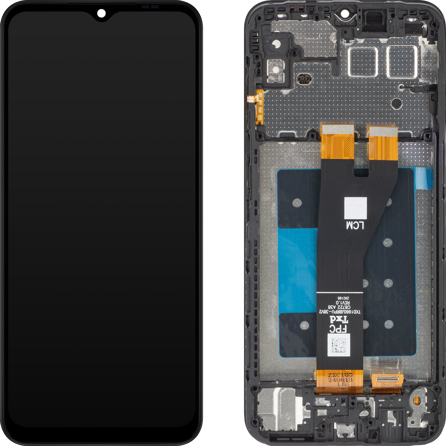 MP berøringsskjerm kompatibel med Samsung Galaxy A14 5G A146, med ramme, svart