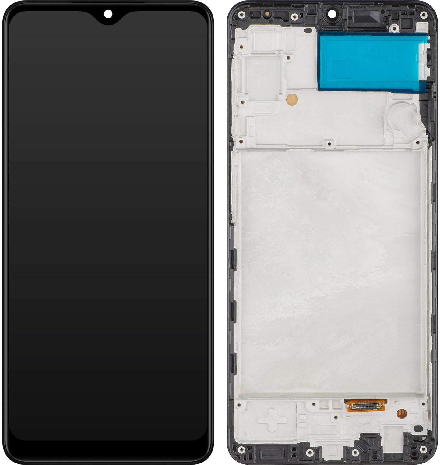 MP berøringsskjerm kompatibel med Samsung Galaxy A22 A225, med ramme, OLED-versjon, svart