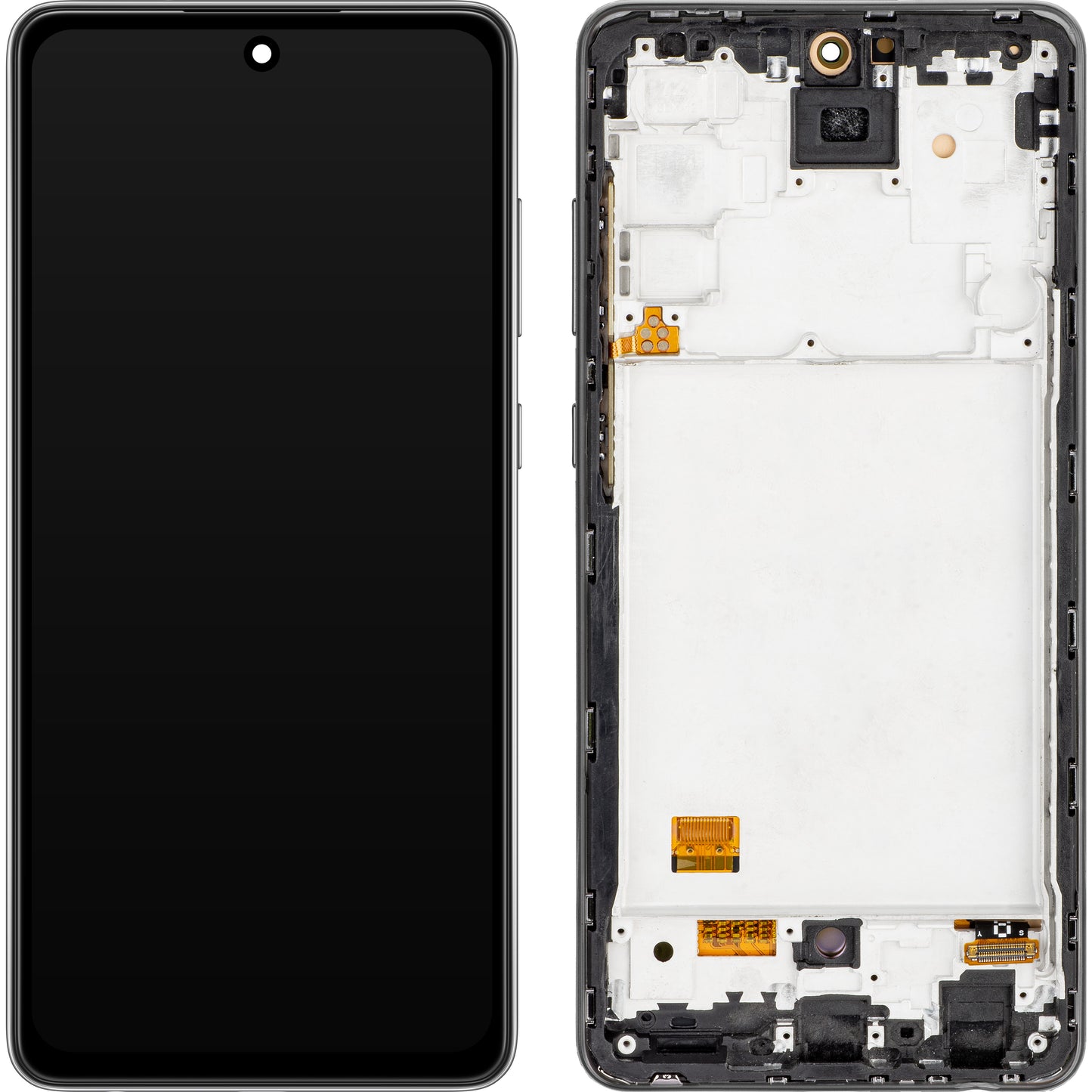 MP berøringsskjerm kompatibel med Samsung Galaxy A72 A726 / A72 A725 5G A726 / A72 A725, med ramme, OLED-versjon, svart