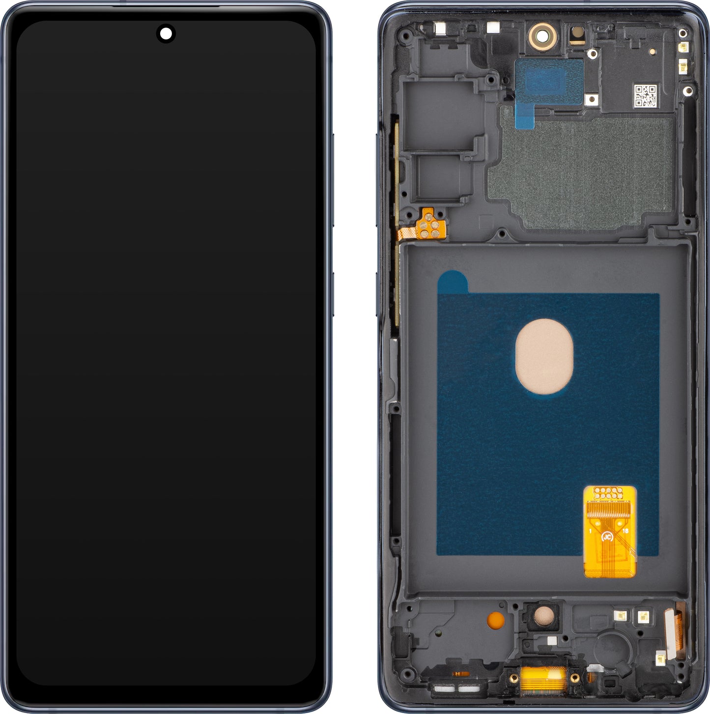 MP berøringsskjerm kompatibel med Samsung Galaxy S20 FE G780, med ramme, OLED-versjon, marineblå