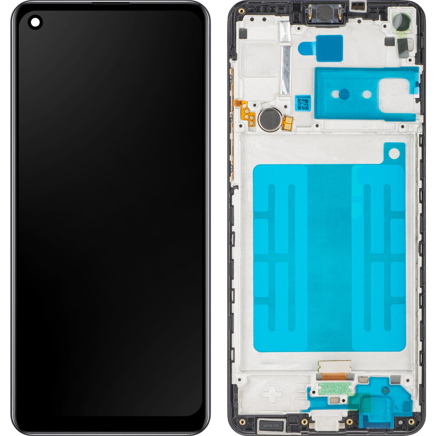 MP berøringsskjerm kompatibel med Samsung Galaxy A21s A217, med ramme, svart