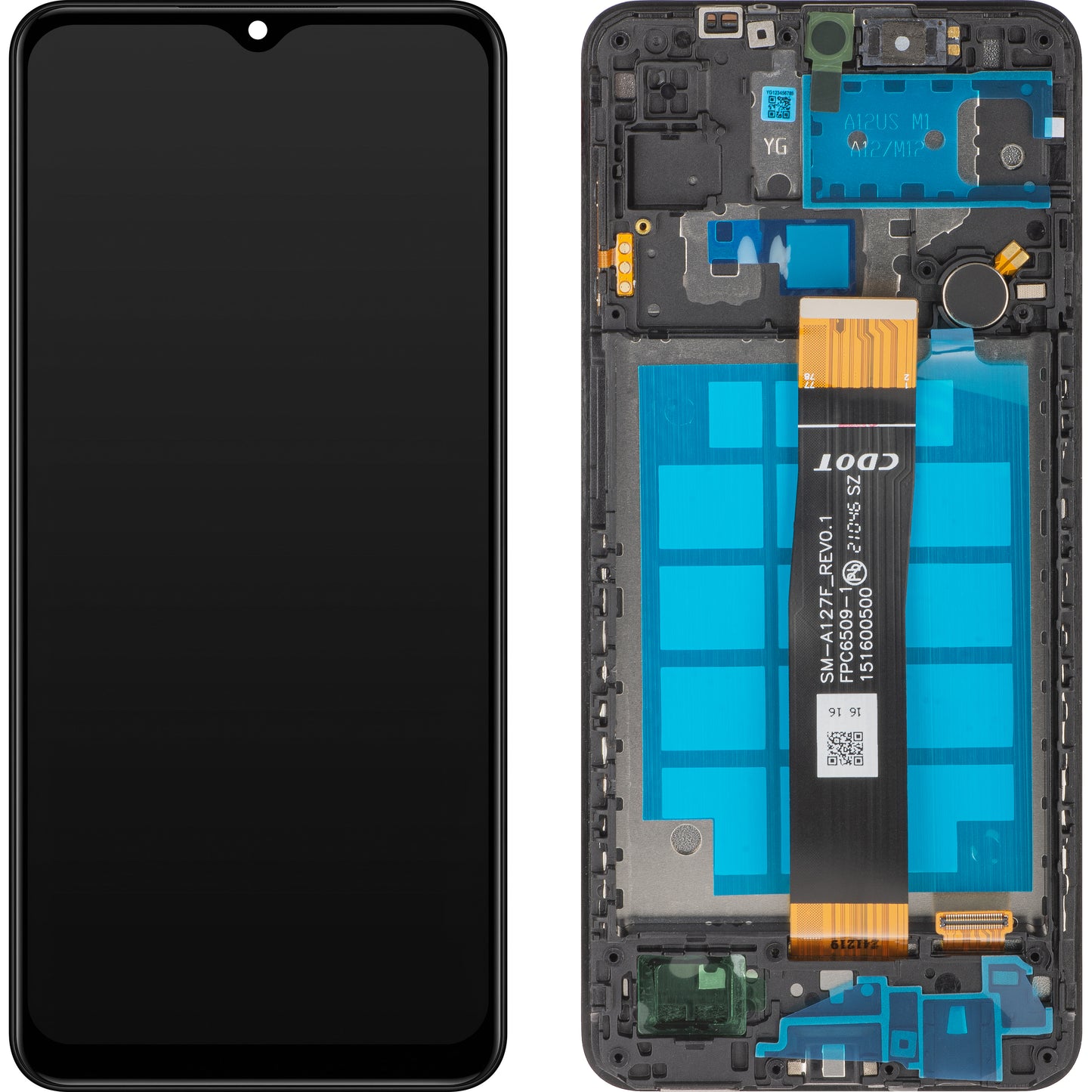 MP berøringsskjerm kompatibel med Samsung Galaxy A12 Nacho A127, med ramme, svart