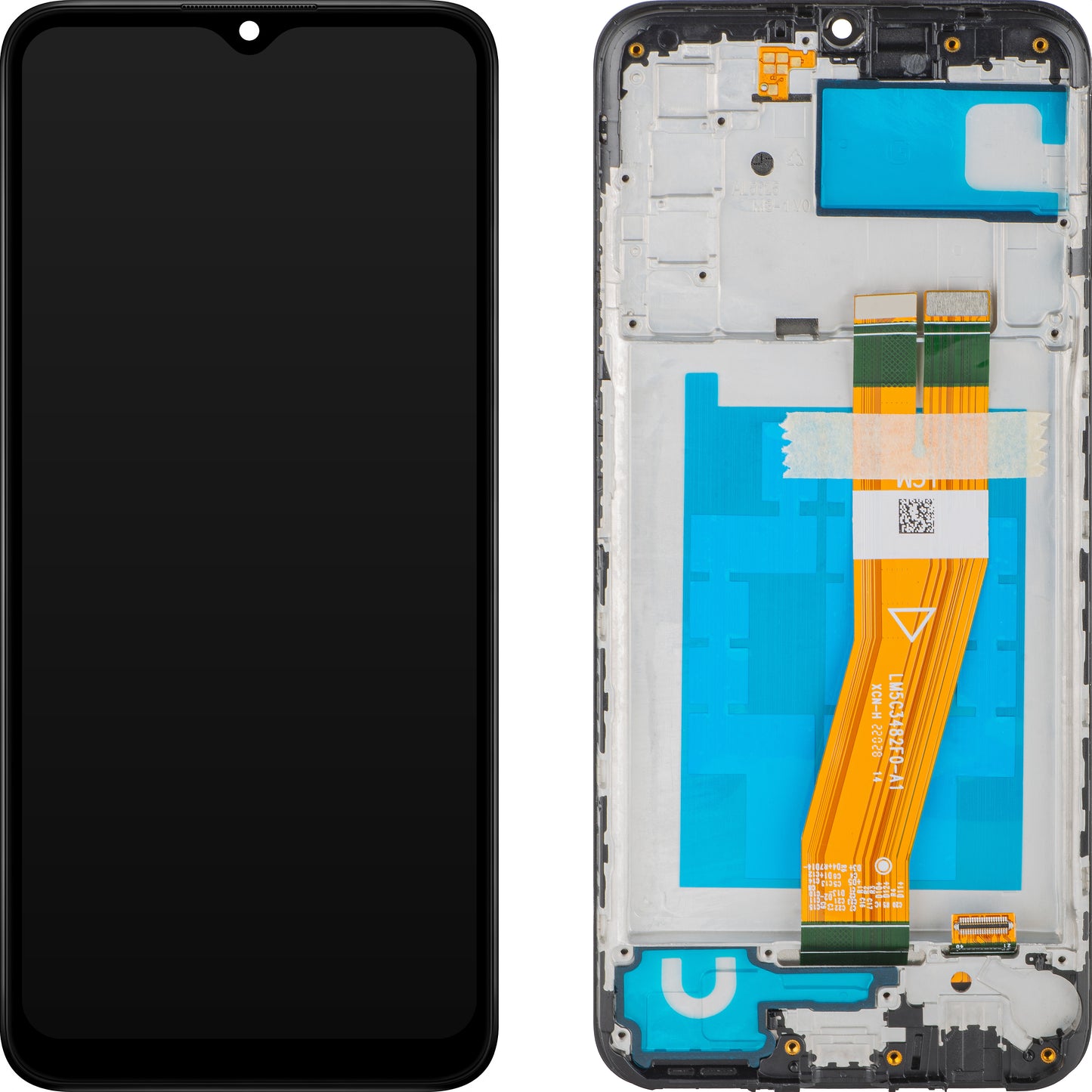 MP berøringsskjermdisplay kompatibelt med Samsung Galaxy A03s A037, med ramme, versjon F, svart, bytte