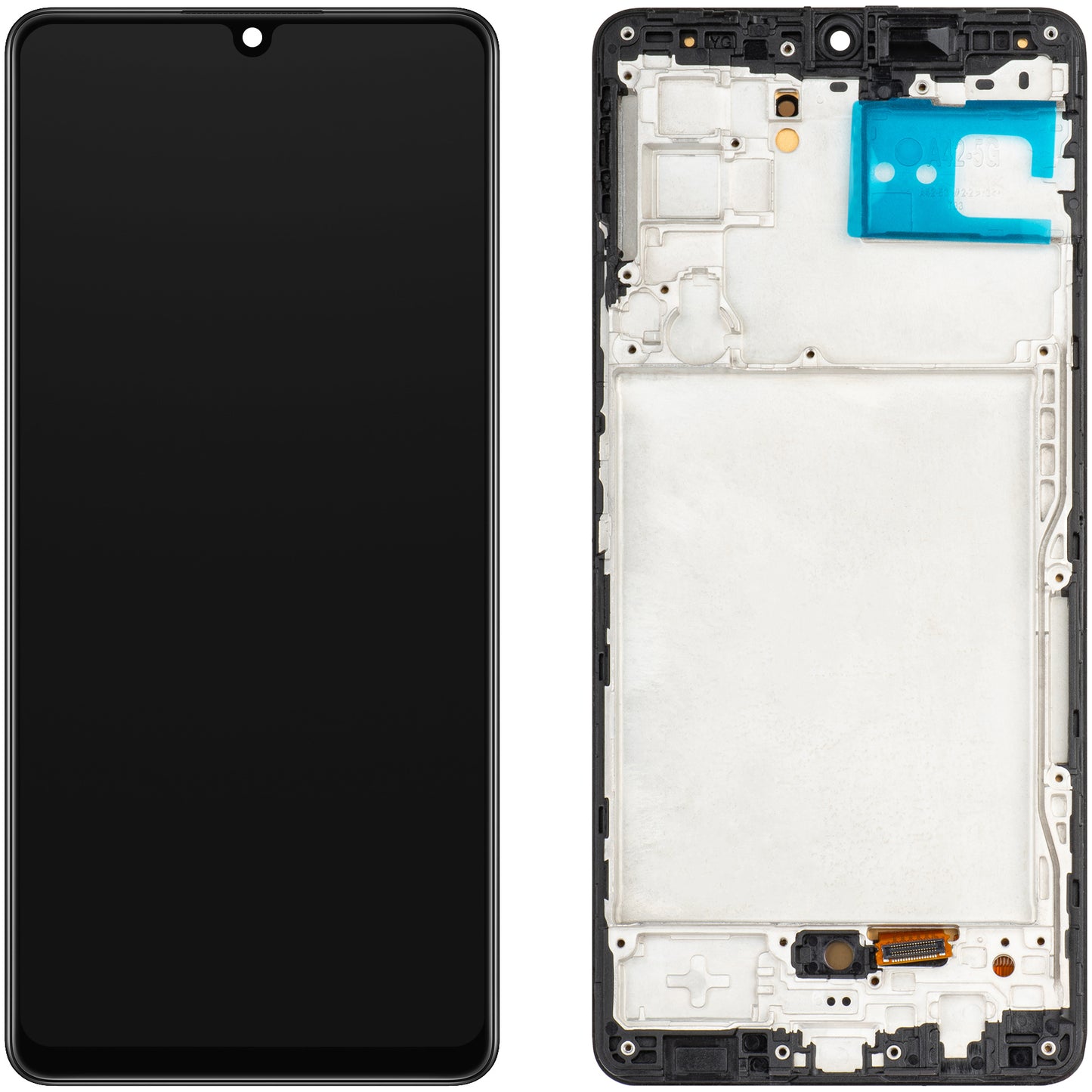 MP berøringsskjerm kompatibel med Samsung Galaxy A42 5G A426, med ramme, OLED-versjon, svart