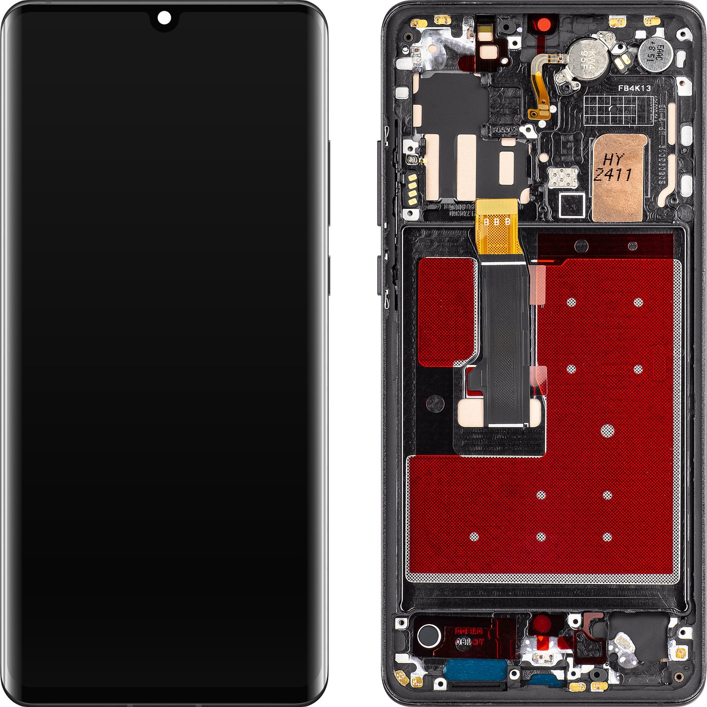 MP berøringsskjerm kompatibel med Huawei P30 Pro, med ramme, OLED-versjon, svart