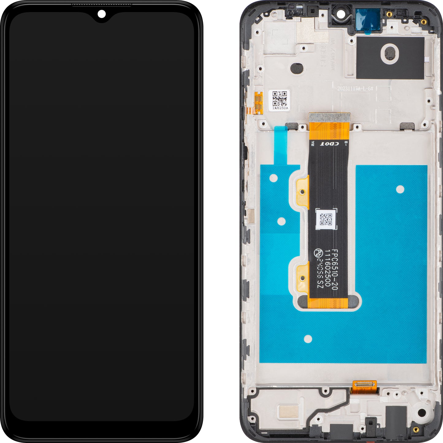 Nokia G22 berøringsskjerm med ramme, svart, Servicepakke 7010101326H001