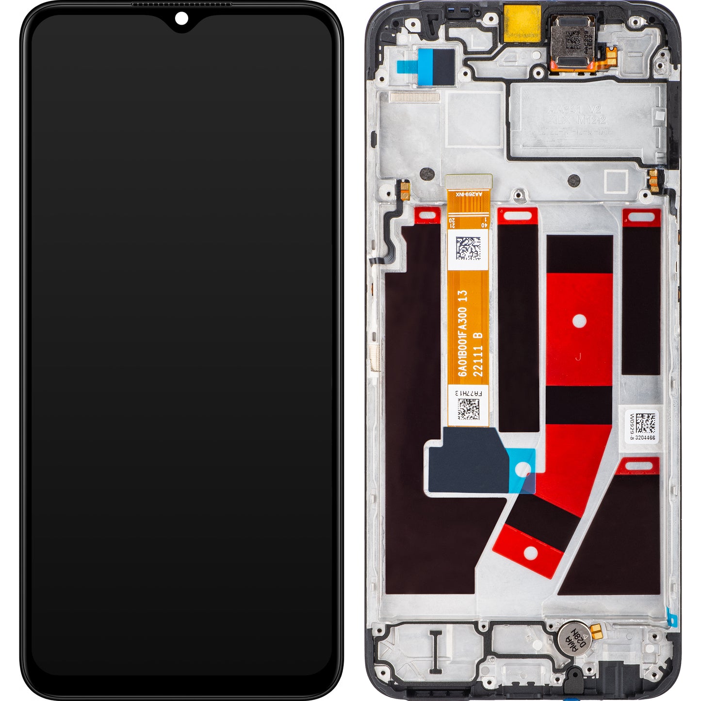 Berøringsskjerm Oppo A77 4G / A57s / Oneplus Nord N20 SE, med ramme, svart, servicepakke 4130254